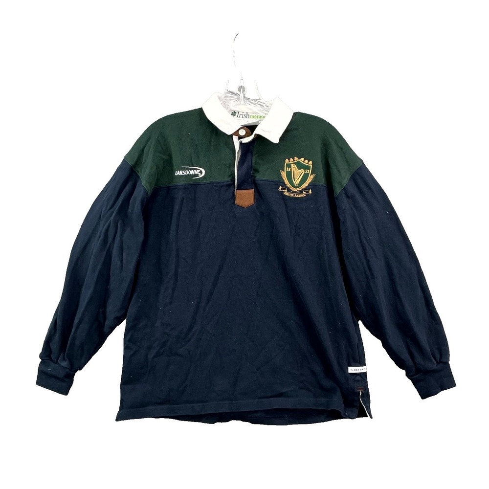 Lansdowne Rugby Shirt Mens Small Navy Green Celtic Nation Logo Academia‎ Sport